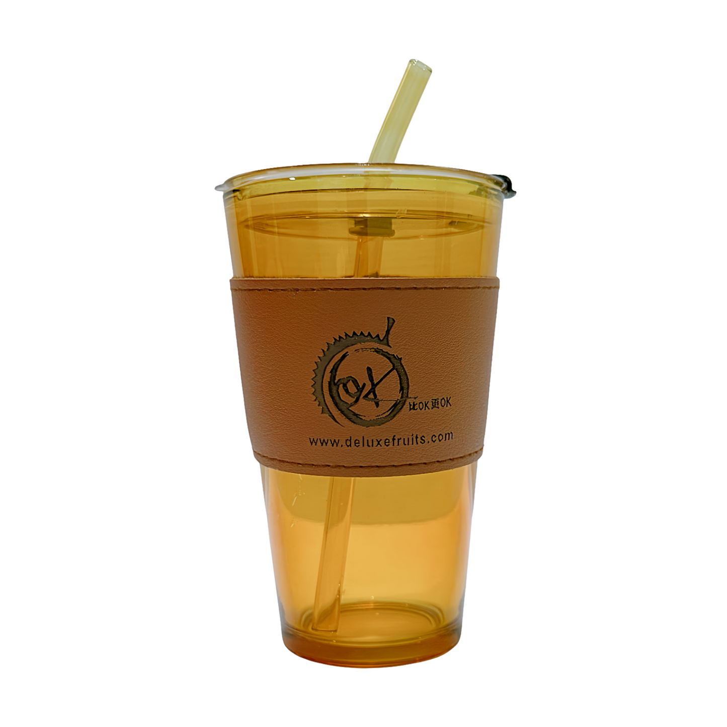 *Limited Edition* Deluxe Fruits Double Wall Glass Tumbler with Straw and Lid
